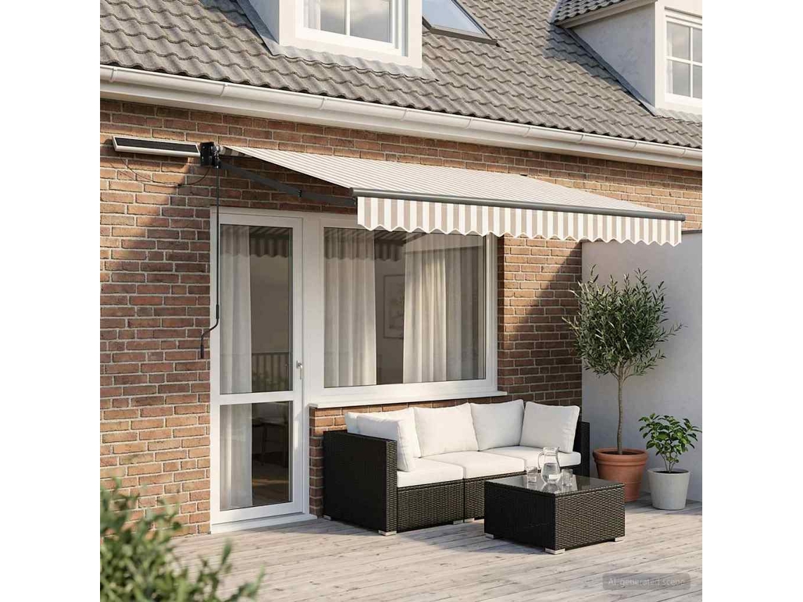 Vidaxl Toldo Retrátil Elétrico Cinza Claro E Branco 4,5 × 3 M