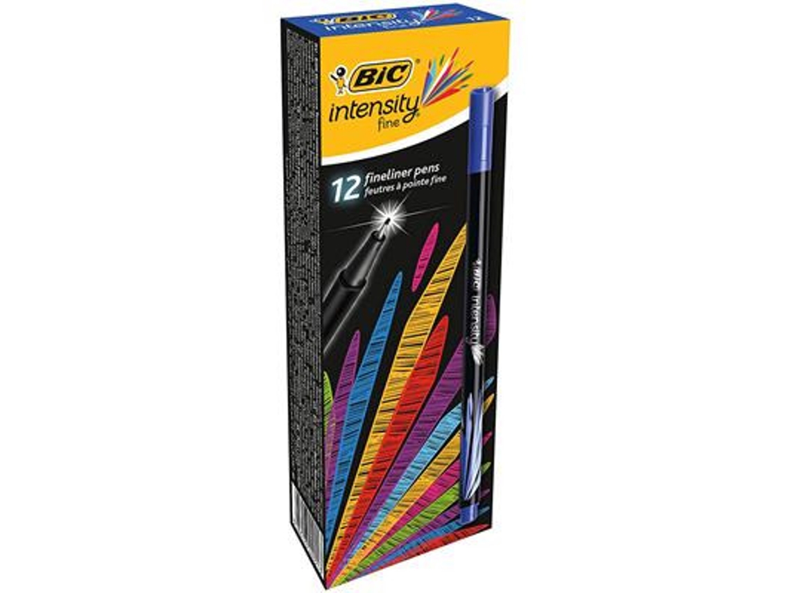 Caneta marcadora fina BIC Fineliner Intensity azul 12 peças