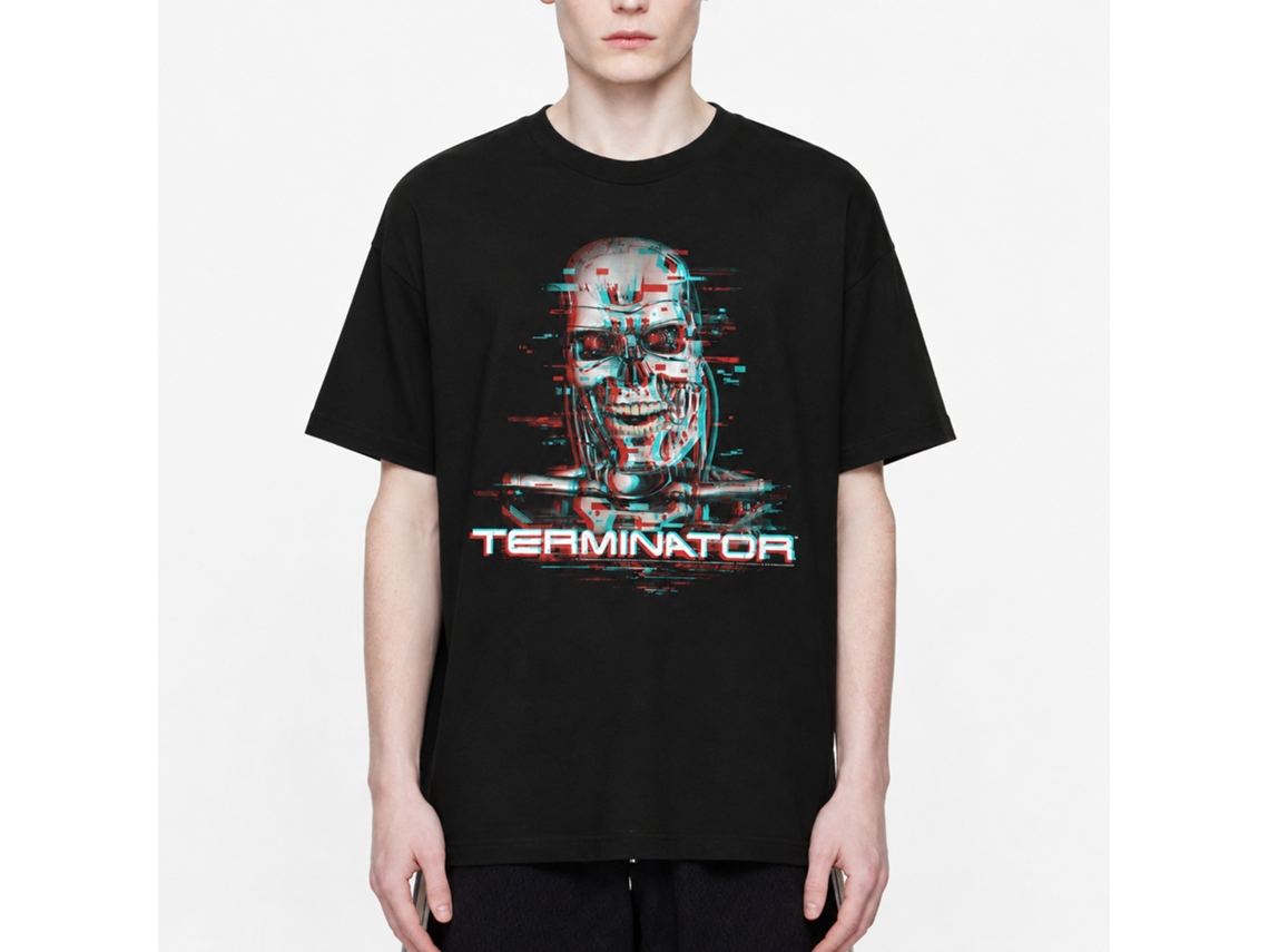 Rockinstone Terminator Glitch Black Adult T-shirt Size:s