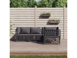 Vidaxl 4 Pcs Conjunto Lounge De Jardim Com Almofadões Aço Antracite