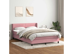 Vidaxl Cama Com Molas/colchão 140x220 Cm Veludo Rosa