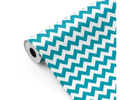 Bobina De Papel De Presente, Rolo Grande 62cm X 100m • Chevron Azulão • Ideal Para Lojas Negócios Comércio Embalar Presentes Aniversários Fiesta Paper