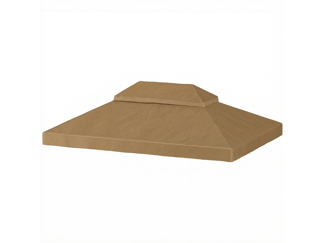 Toldo de reposição para pavilhão 4x3m, telhado duplo, furos de drenagem, poliéster 370g/m², bege BTFORUS