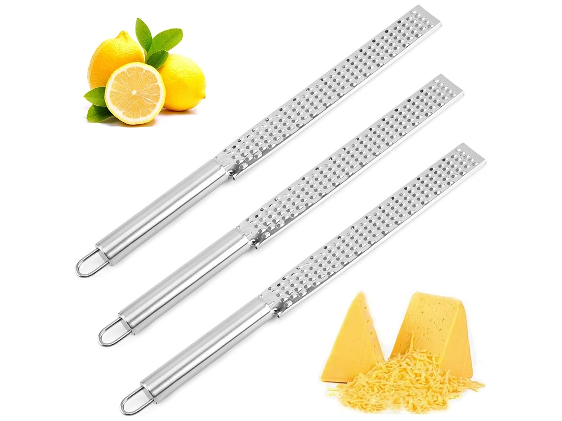 Conjunto De 3 Raladores Manuais De Aço Inoxidável Com Cabo Longo, Utensílios De Cozinha Com Cabo Ergonômico Para Limão, Noz, Moscada, Chocolate