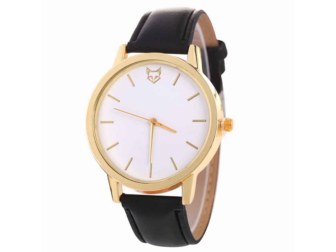 Relógio de pulso feminino Zhoulianfa com mecanismo de quartzo e pulseira de couro PU, modelo casual e moderno na cor preta.