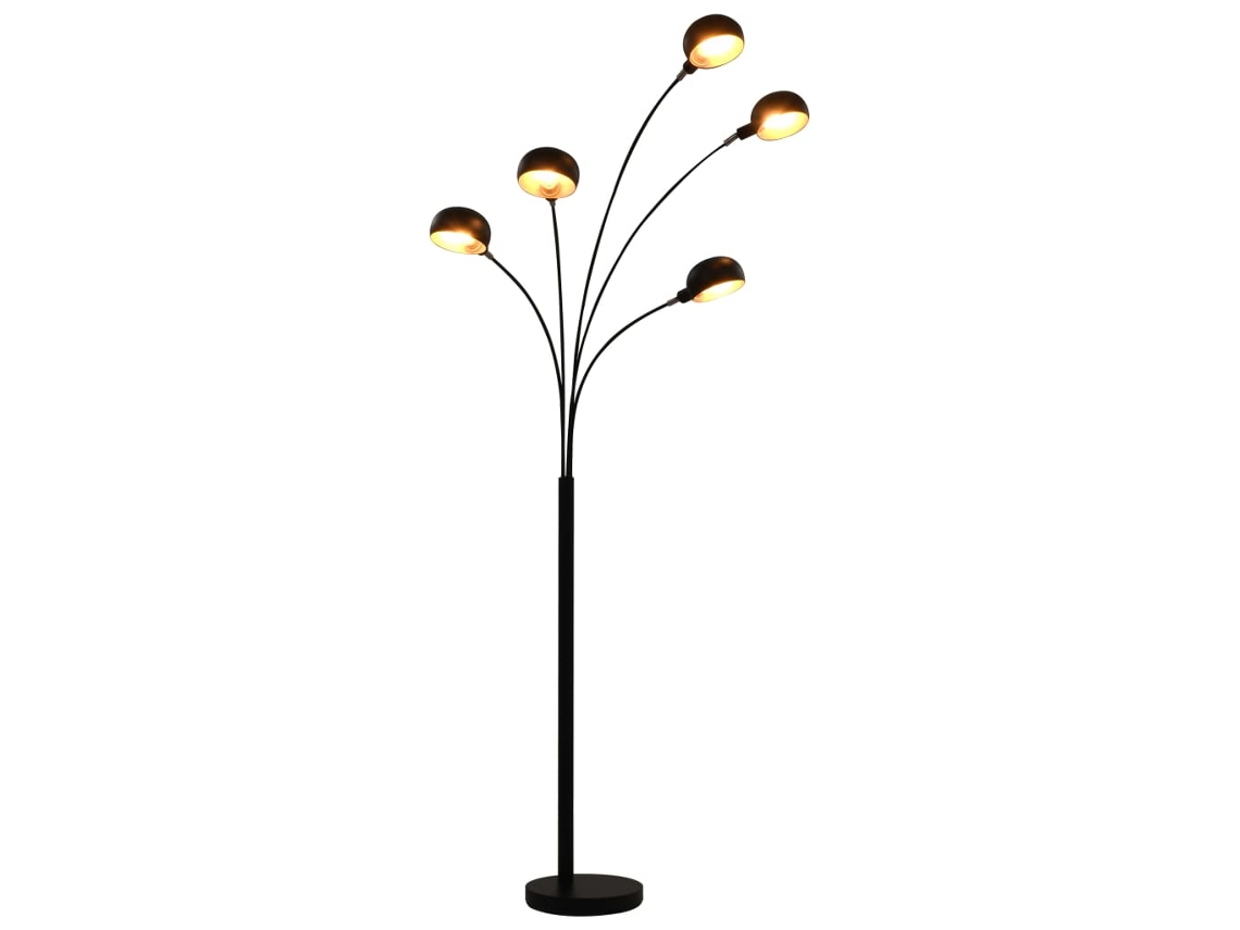 Vidaxl Candeeiro De Pé Alto 200 Cm 5 X E14 Preto E Dourado