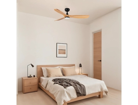 Rowind Ventoinha De Teto Preta/pinho Com Luz Ã˜120 Cm Ventyly