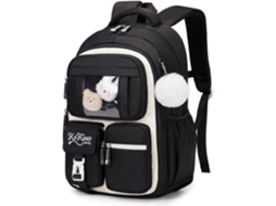 Mochila Escolar Kawaii Ita para Meninas em Rosa Preto BRILVIBERA