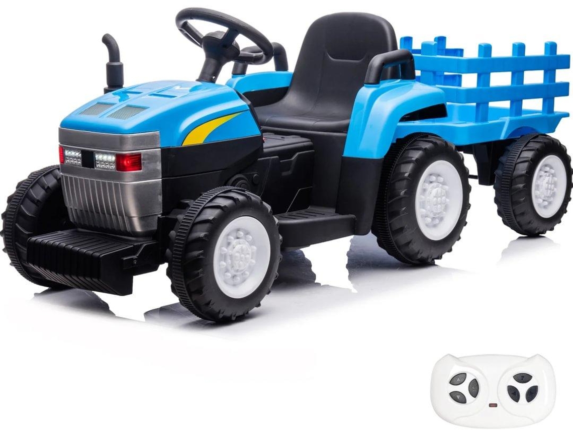 Trator Elétrico Para Crianças 12v - 2 A 5 Anos - Com Reboque - Azul