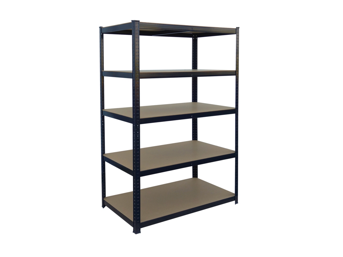 Estante Para Cargas Pesadas Relaxdays, Axlxp: 200 X 100 X 40 Cm, 875 Kg, 5 Níveis, Para Cave, Encaixe, Preto/castanho
