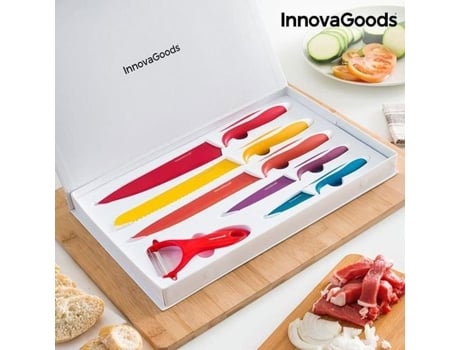 Facas De Cozinha Em Cerâmica E Descascador 6 Peças, 18 Cm A 34 Cm, Estojo Com Fecho Magnético Dulce Casa
