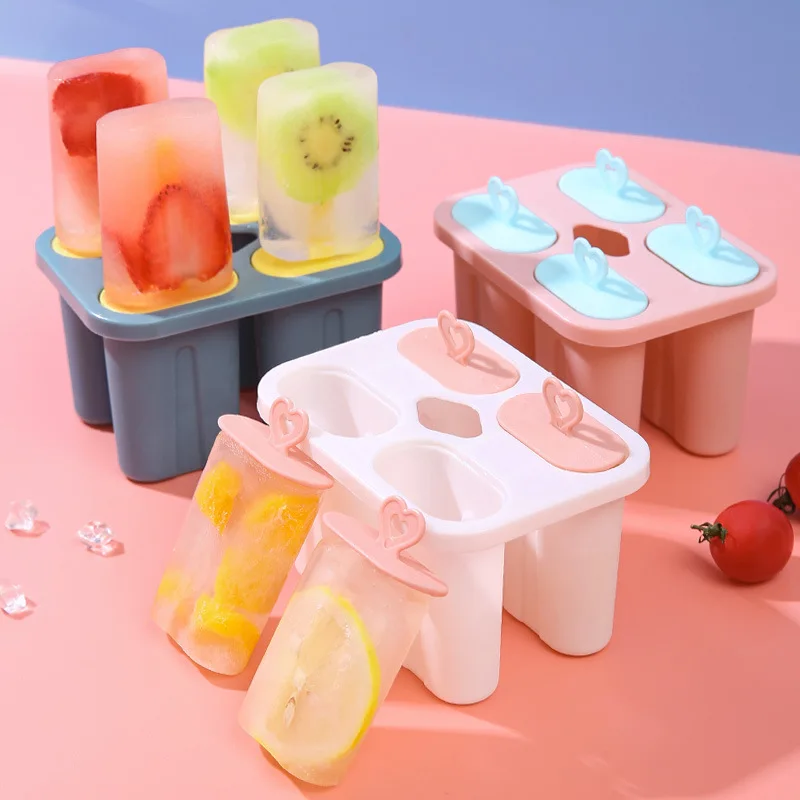 Forma Para Fazer Picolés De Sorvete Caseiro, Azul Escuro E Rosa
