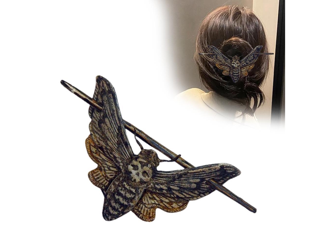 Gravata Cabelo Esqueleto Acessório Gótico Prendedor Retro