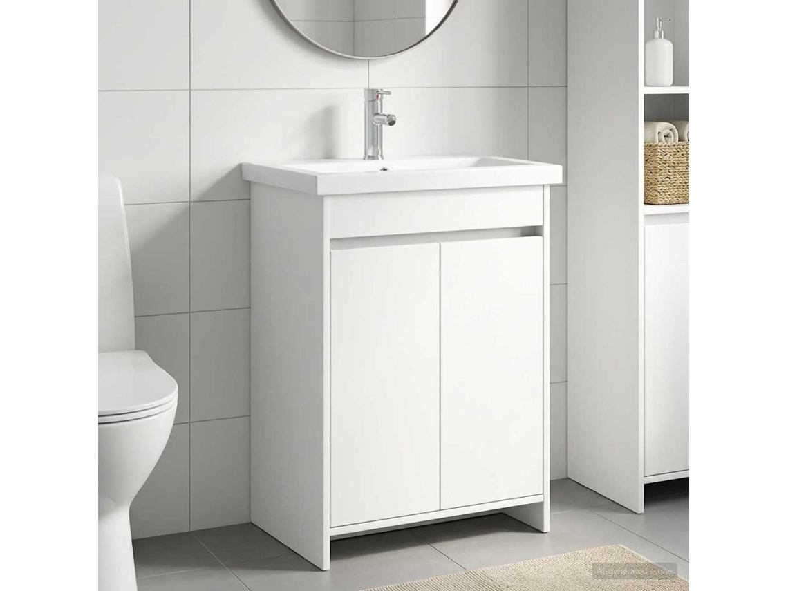 Vidaxl Conjunto De Móveis Para Banheiro Branco 61 X 40 X 84,5 Cm