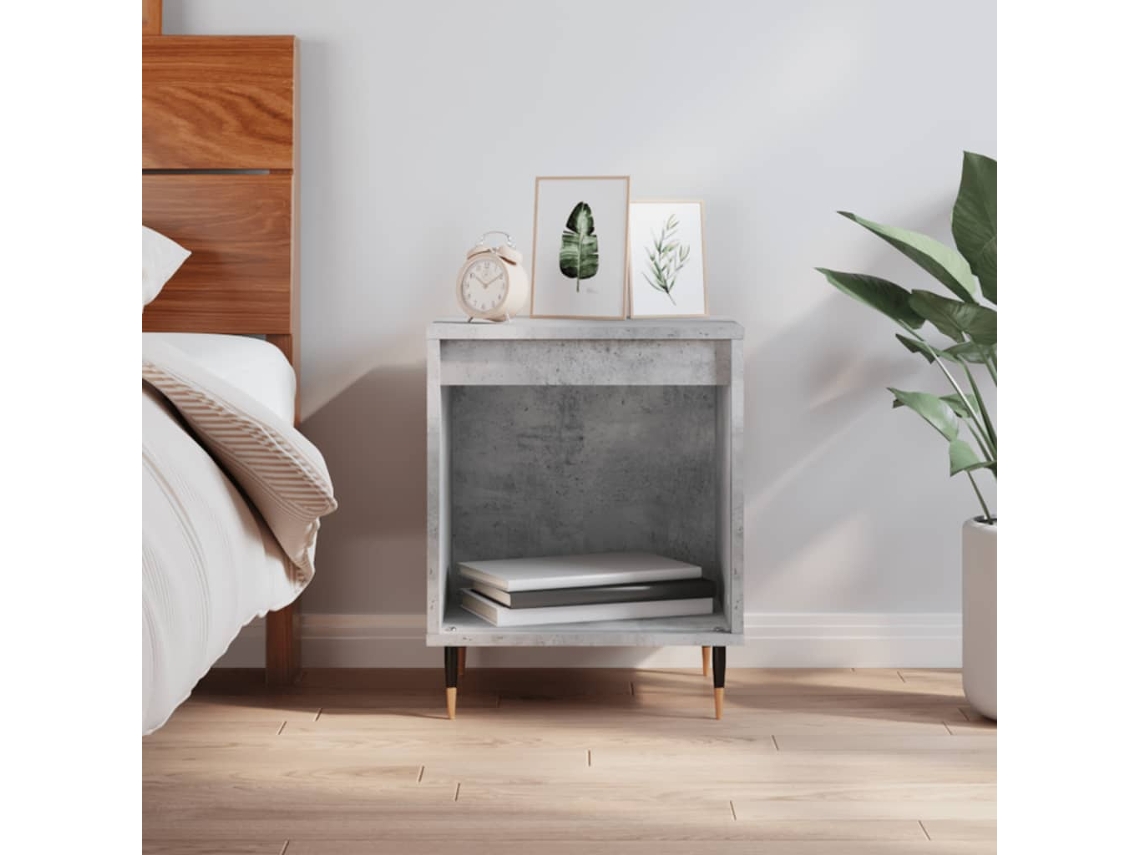 Vidaxl Mesa De Cabeceira 40x35x50cm Derivados Madeira Cinzento Cimento