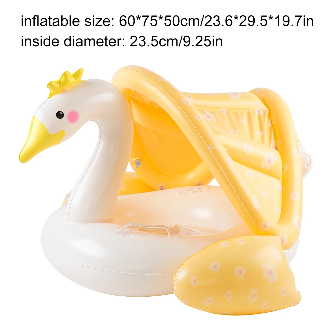 (amarelo) 1 Boia Inflável Em Formato De Cisne, Boia Reforçada Para Piscina De Verão