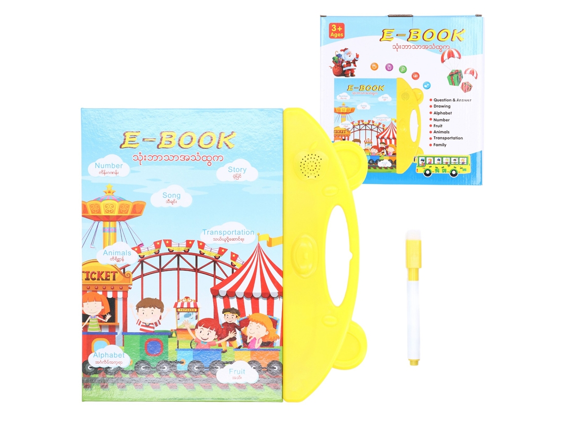 Livro Eletrônico Interativo Com Som Para Crianças: Aprendizagem Chines Inglês Birmanês 3+ Anos