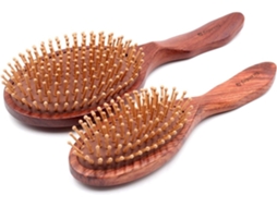Escova De Cabelo Madeira, Desembaraçante, Massageadora Do Couro Cabeludo, Com Almofada De Ar, Antiestática, Cerdas De