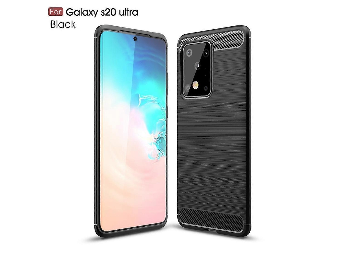 Capa De Tpu De Fibra De Carbono Com Textura Escovada Para Galaxy S20 Ultra