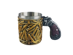 Caneca de Cerveja com Tema de Guerra e Alça, Formato de Revólver, Estilo Vintage para Bar AQUAFORGE