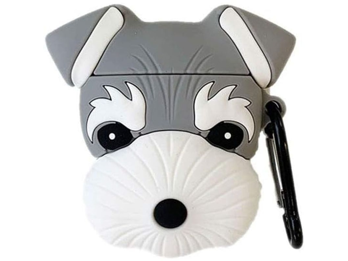2026 estojo para Fones de Ouvido Sem Fio, Design de Cão Schnauzer Cartoon Fofo em Silicone Macio para Adolescentes e Meninas