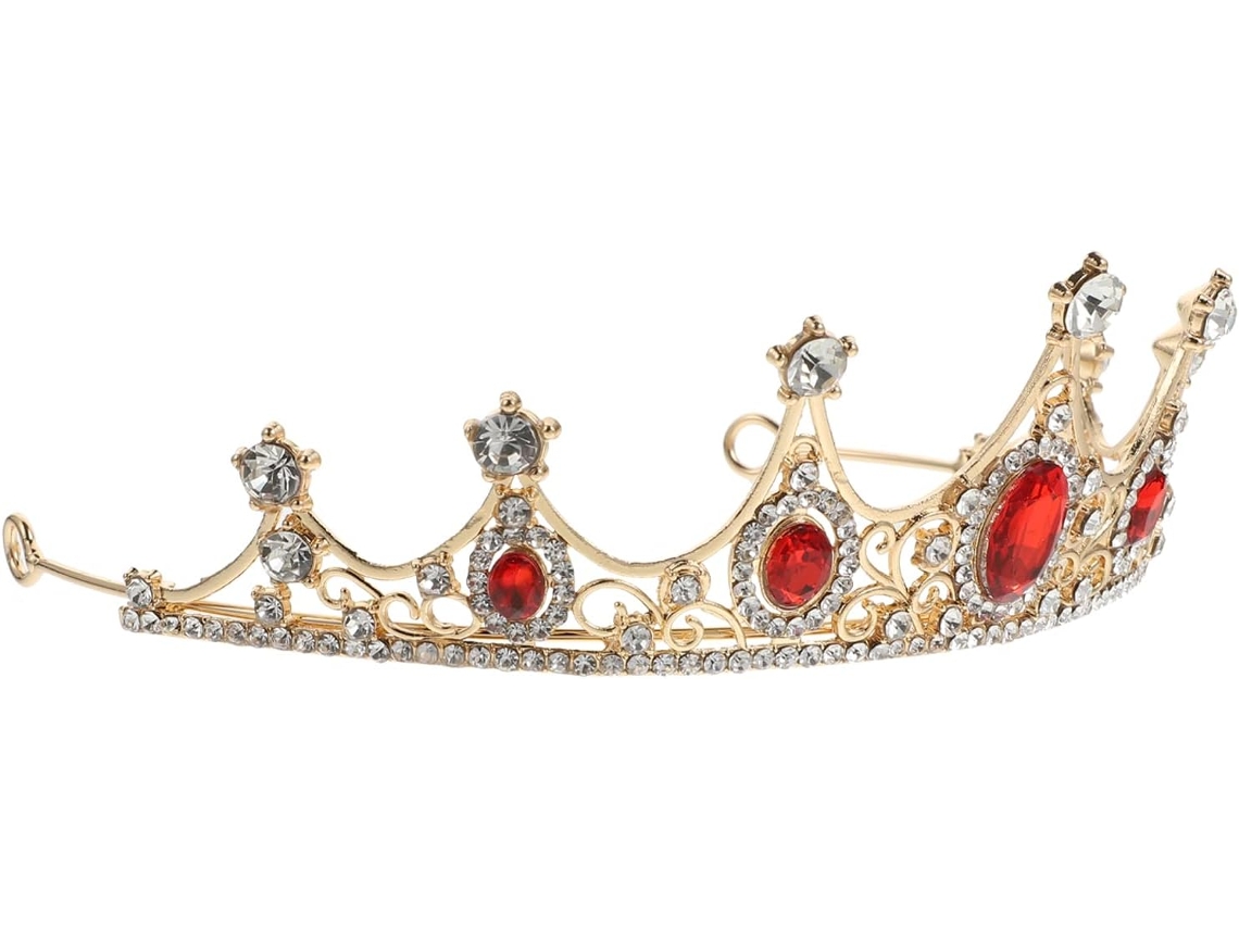 Coroa De Princesa Elegante Em Liga Dourada Com Strass Para Meninas