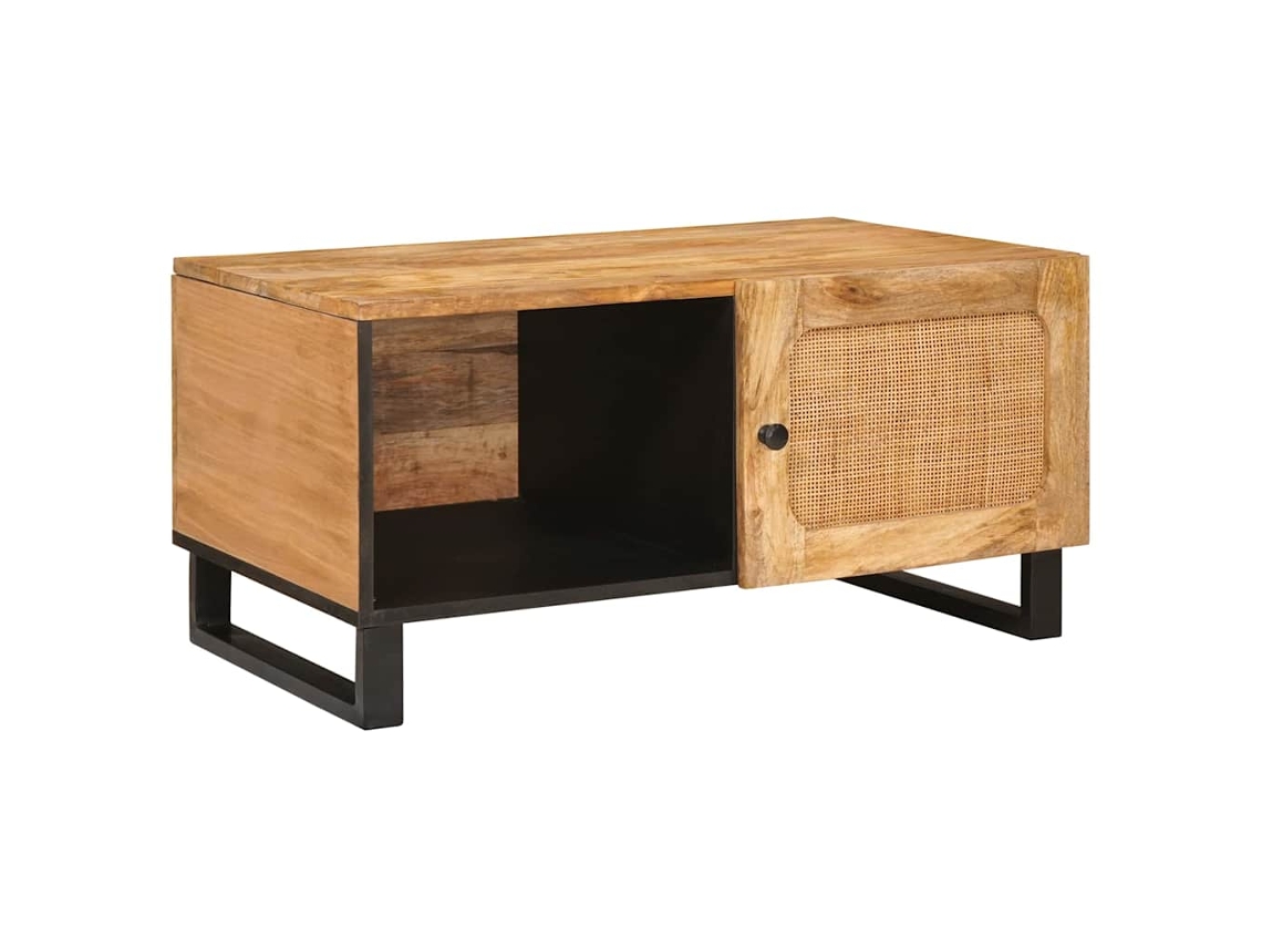 Vidaxl Mesa De Centro Natural 80 X 50 X 40 Cm Madeira De Manga Maciça