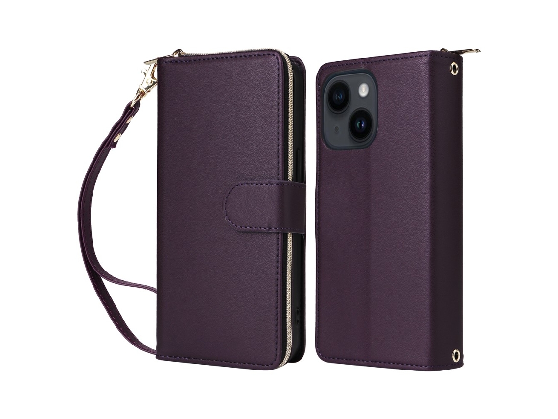 Capa Para Iphone 14/13 Pele Sintética Roxo