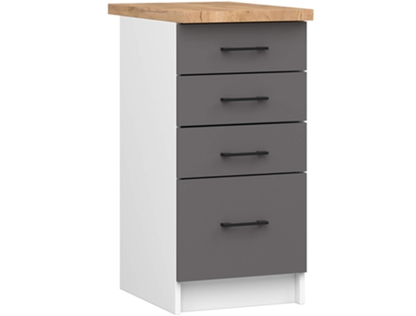 Armario De Cocina Akord S40 Con Encimera Oliwia Blanco 40 Cm 4 Cajones Frente En Color Gris Grafito 40x46x85 Cm Akord Furniture Factory