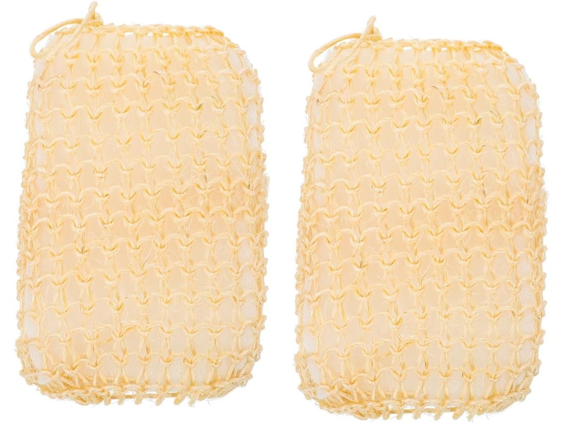 Wooneky Conjunto De 2-esponjas Sisal Natural Para Esfoliação Corporal, Escova Esfoliante Para Chuveiro, Acessório De