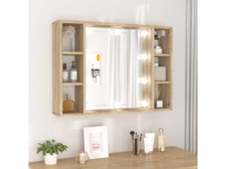 Vidaxl Armário Espelhado Com Led 76x15x55 Cm Carvalho Sonoma