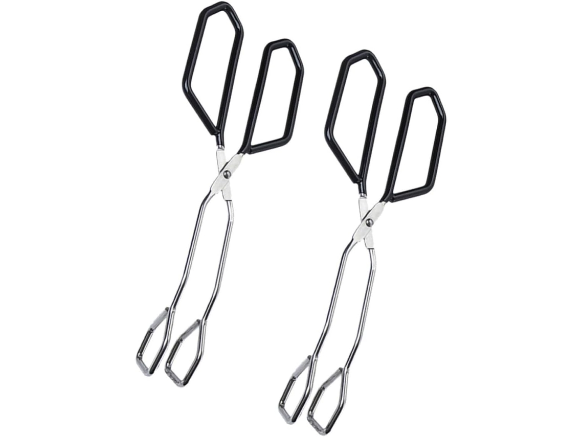 Pinça Anti Escaldante Para Alimentos Cabilock Em Aço Inoxidável Preto, Conjunto Com 2 Unidades, Modelo Longo Com Cabeça