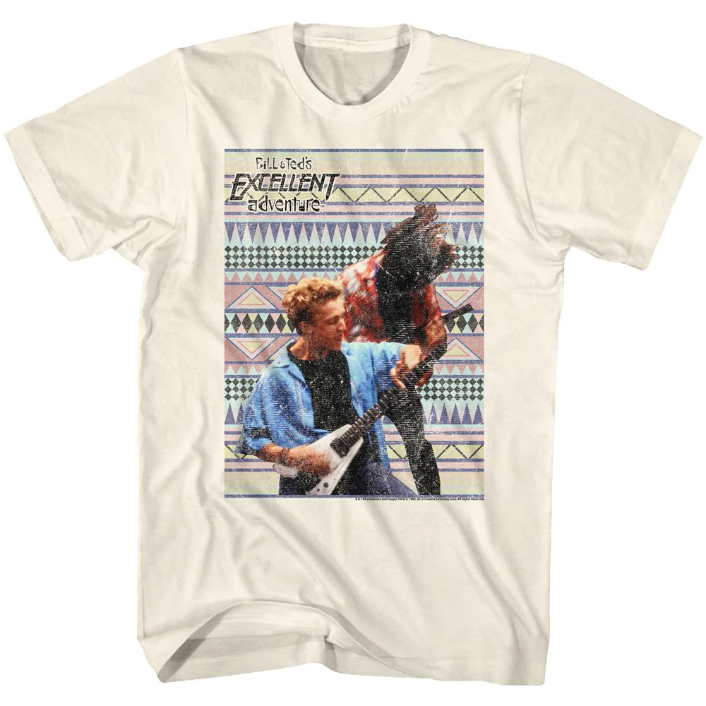 Unisex Adult T-shirt Rockinstone Bill And Ted Rockin Out Solid Natural Sizexxxl
