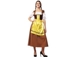 Fato clássico da Baviera castanho e amarelo para mulher