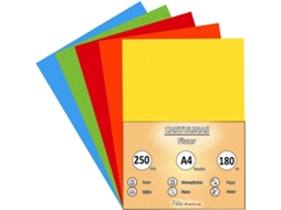 Papelão 180Gr A4 Variedade Fluor 250 Folhas