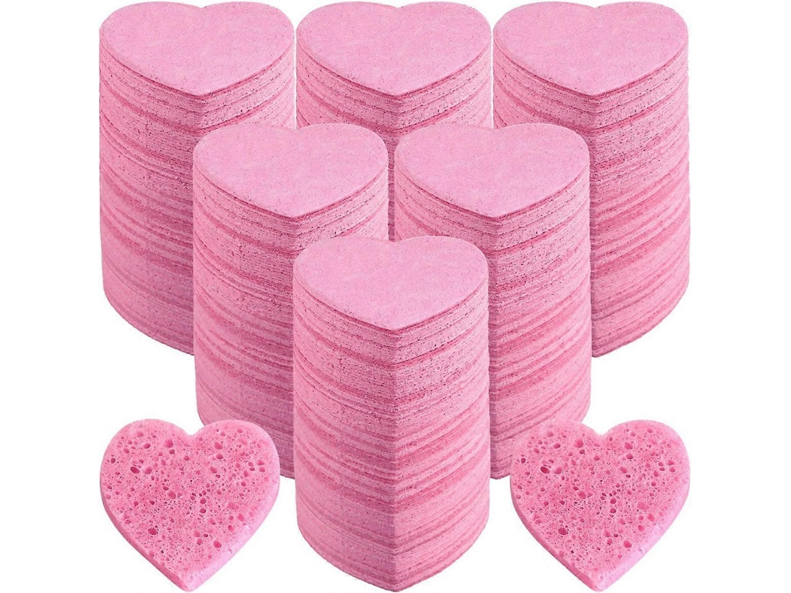100 Esponjas Faciais Comprimidas Em Formato De Coração Para Limpeza Facial Natural.