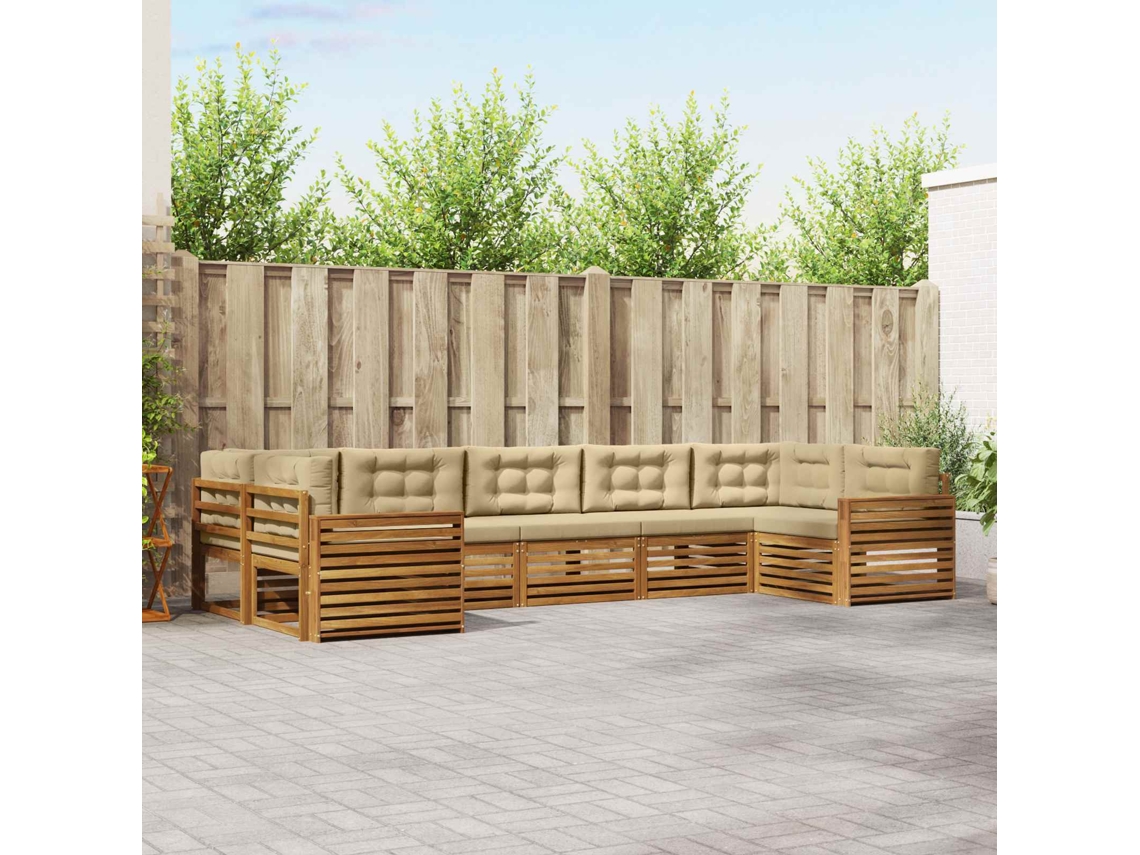 Vidaxl Conjunto De Sofás Para Exterior 7 Unid. Natural E Bege
