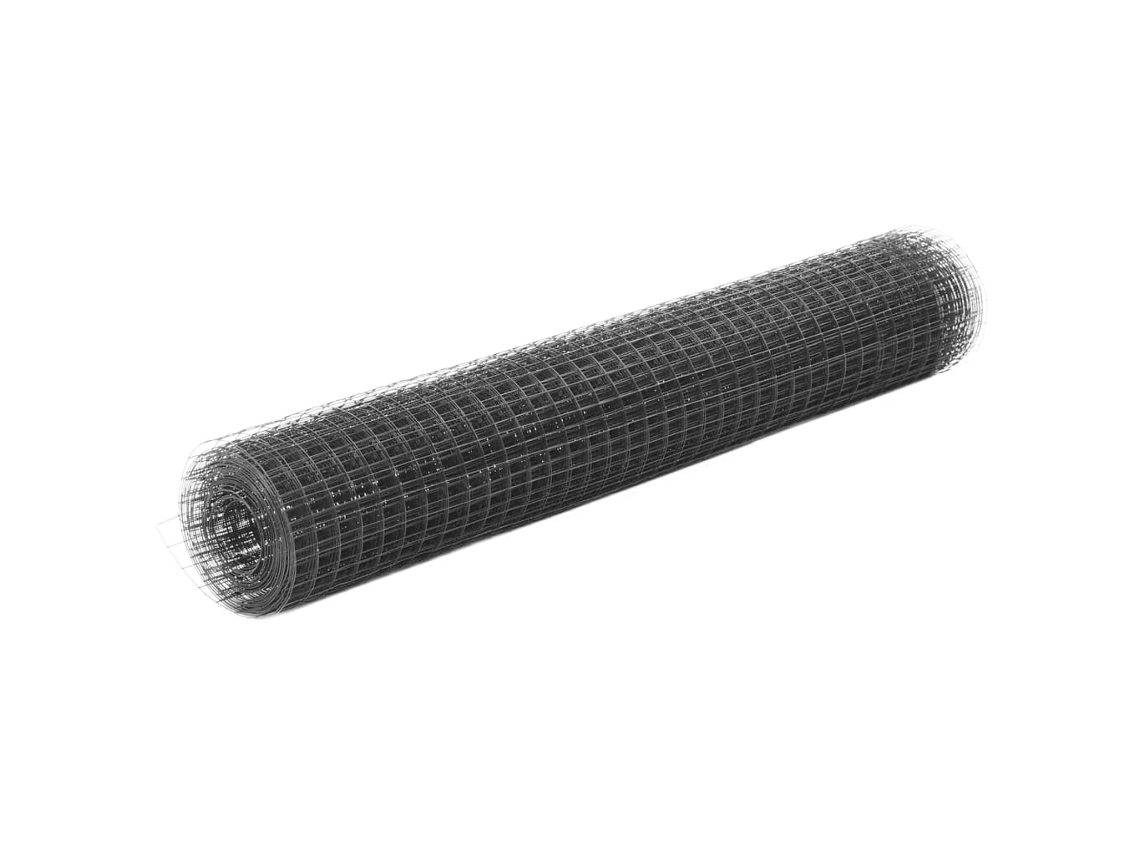 Vidaxl Cerca Arame Galinheiro 25x1 M Aço C/ Revestimento Pvc Cinzento