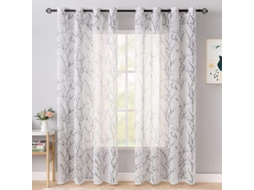 Cortinas Translúcidas Nova Line com Padrão de Galhos 140x213cm Preto S/MARCA