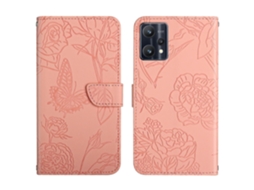 Capa De Couro Com Estampa De Peônia Borboleta Para Oppo Realme 9 Pro/realme 9 4g