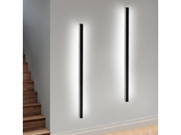 Conjunto De 2 Candeeiros De Parede Interiores Pretos 100 Cm Iluminação De Parede Moderna Para Corredor 32 W Nettlife