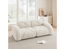 Sofá Modular 2 Lugares Sem Estrutura Com Espuma 32d E Tecido Chenille, Branco