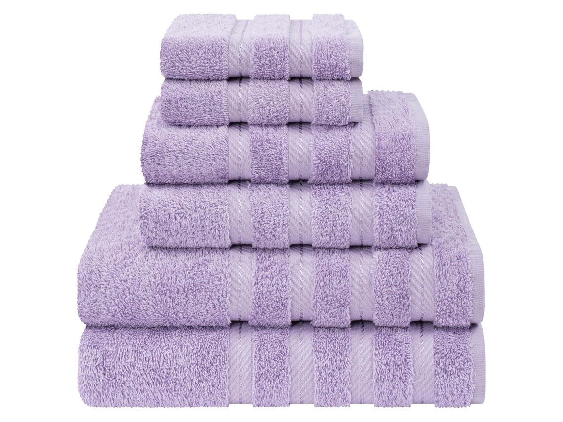 Conjunto De 6 Toalhas De Algodão Macias Digitallab Roxo Claro