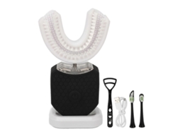 Escovas De Dentes Sônicas Em Formato De U, Automáticas, Sem Fio, Recarregáveis, À Prova D'água Ipx7, Com Led Azul Para Clareamento Dental, Pretas.