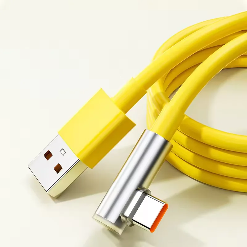 (amarelo, 1,8 M) Cabo De Dados Usb Tipo C Com Carregamento Super Rápido De 120 W E 6 A, Com Curvatura De 90 Graus