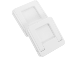 Puxador Quadrado Adesivo Para Móveis Em Abs Branco, Dobrável, Conjunto Com 2 Unidades | Superfície Lisa