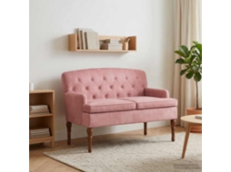 Vidaxl Sofá De Dois Lugares Com Botão Acolchoado Rosa 111 X 65 X 79 Cm