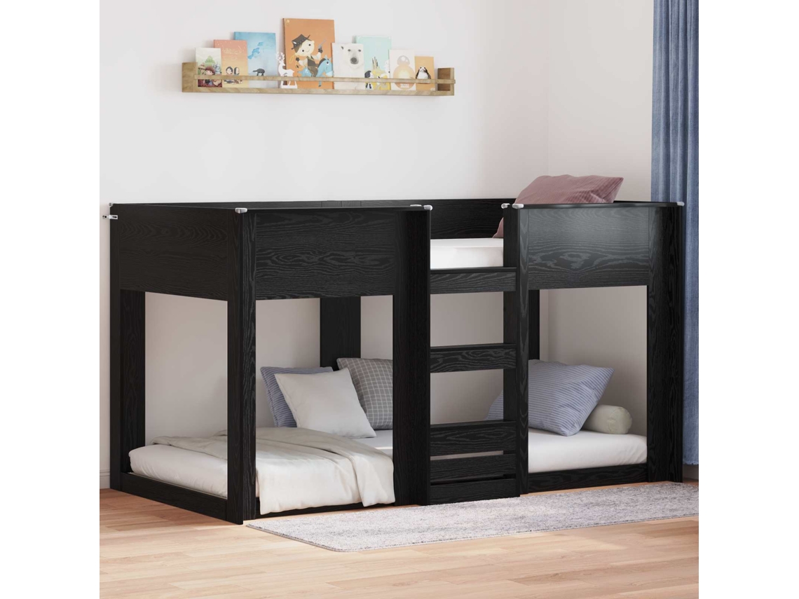 Vidaxl Beliche Para Crianças Carvalho Preto 75 X 190 Cm