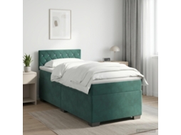 Vidaxl Cama Box Spring Com Colchão Verde-escuro 90 X 200 Cm Veludo