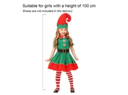 Fantasias Meninas Fato Elfo para Crianças Trajes Natal Natal Meninas 100 Cm